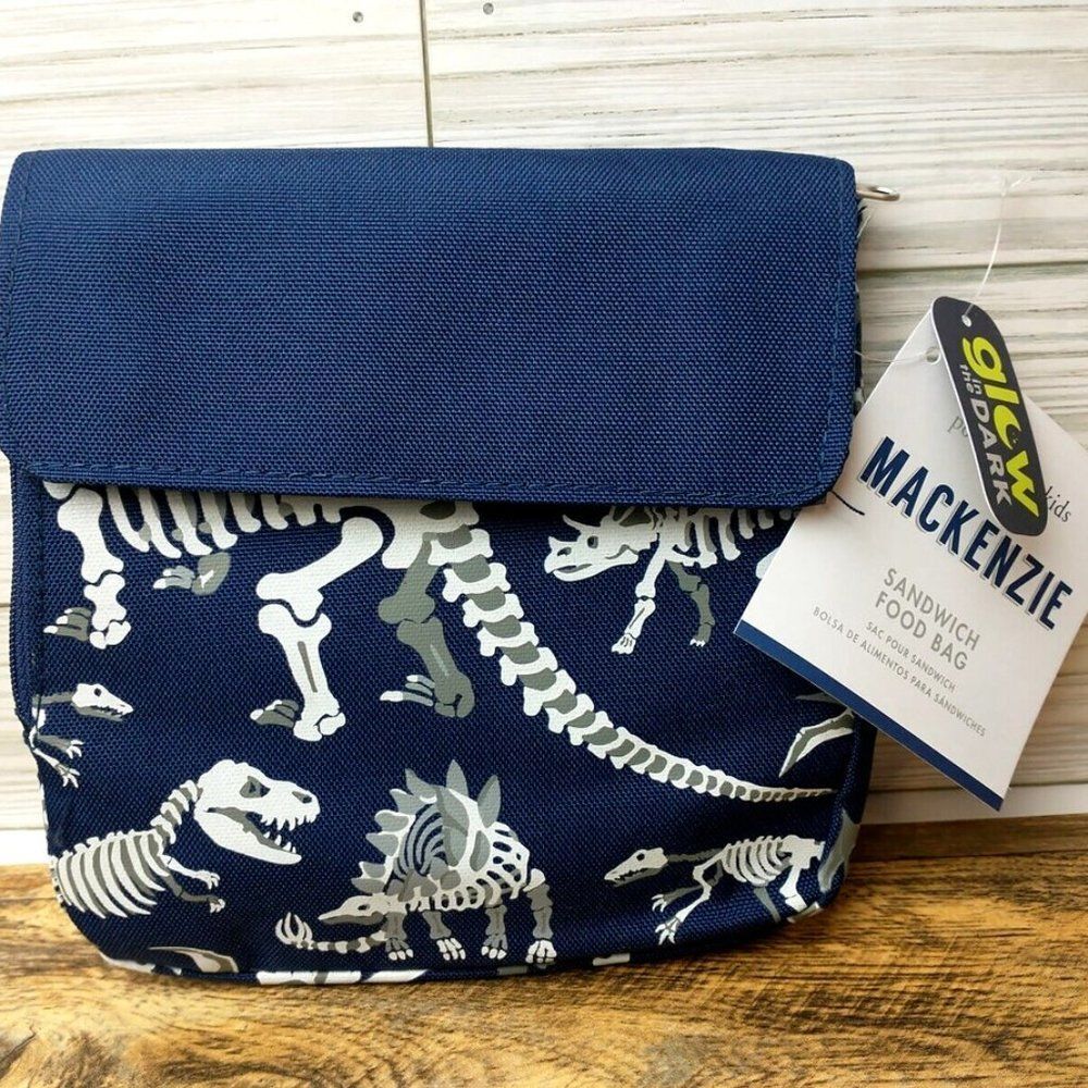 Pottery Barn Dinosaur Sandwich Bag Dino Bones Glow Dark School Boy Lunch…